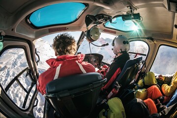 Heliboarding fly in a helicopter in Veysonnaz Les 4 Vallees Switzerland