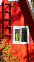 Houses and environment, red house in the forest