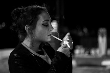 Girl smoking.