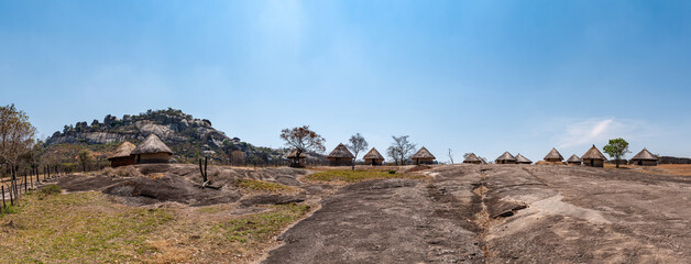 African village at the Great Zimbabwe ruins - obrazy, fototapety, plakaty