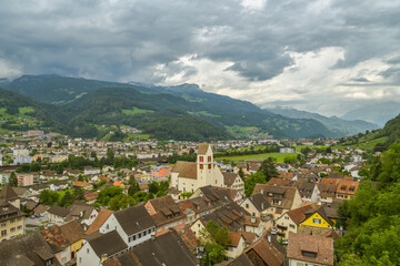Fototapeta na wymiar View on city of Sargans in canton of Sankt Gallen in Switzerland