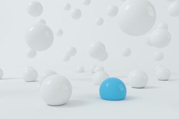Bouncing soft balls with white background, 3d rendering.