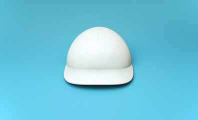 White cap on blue background. 3d render