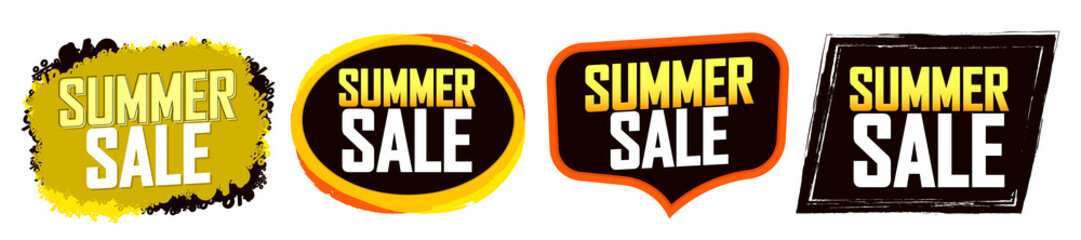 Set Summer Sale banners, discount tags design template, special offer, end of season, vector illustration 