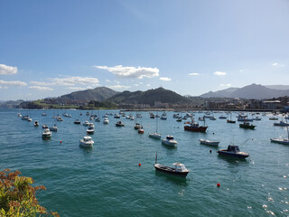 CASTRO URDIALES, SPAIN - 11 OCTOBER 2019 : Harbour of Castro Urdiales, Spain .The town, situated on the bay of Biscay. Europe