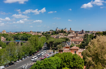 Fototapeta na wymiar Aerial view of Rome from Aventine hill.