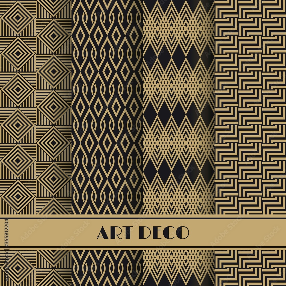 Aufkleber set of art deco seamless pattern. vector illustration vintage design. abstract seamless geometric pa
