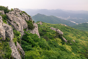 The famous landmark mountain peak and the natural scenery of Busan, South Korea.