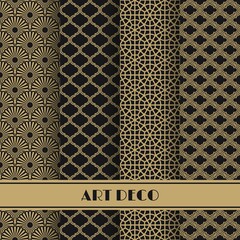 Set of art deco seamless pattern. Vector illustration vintage design. Abstract seamless geometric patterns