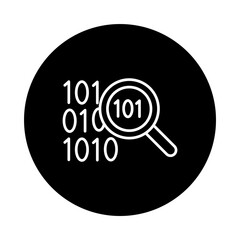 magnifying glass with binary code line style