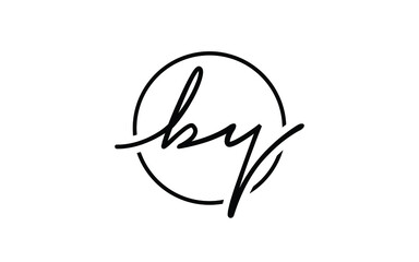 by or yb Cursive Letter Initial Logo Design, Vector Template © usman