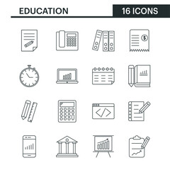 Simple Set of Education Related Vector Line Icons. All are 16 