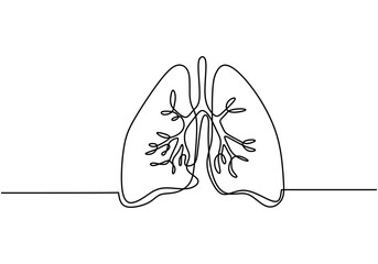 Dessin au trait continu unique des poumons. Illustration d& 39 une ligne d& 39 organe humain de poumons. Élément de pièces humaines pour concept mobile et icône d& 39 applications Web. Dessin de contour de conception de poumons minimalistes. Notion d& 39 