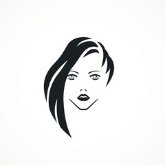 illustration of woman hair style icon, logo woman on white background,