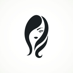 illustration of woman hair style icon, logo woman on white background,