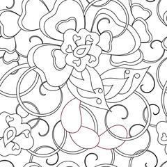 Seamless fantasy flower pattern. Hand drawn Doodle background for fabrics and other surfaces . Black and white pattern