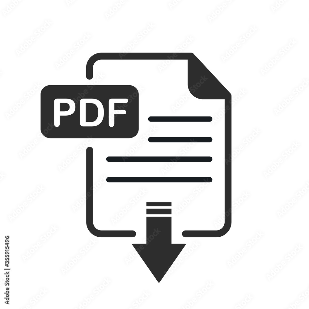 Aufkleber pdf file download and upload document icon vector logo template