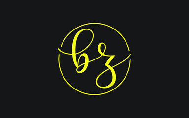 bz or zb Cursive Letter Initial Logo Design, Vector Template