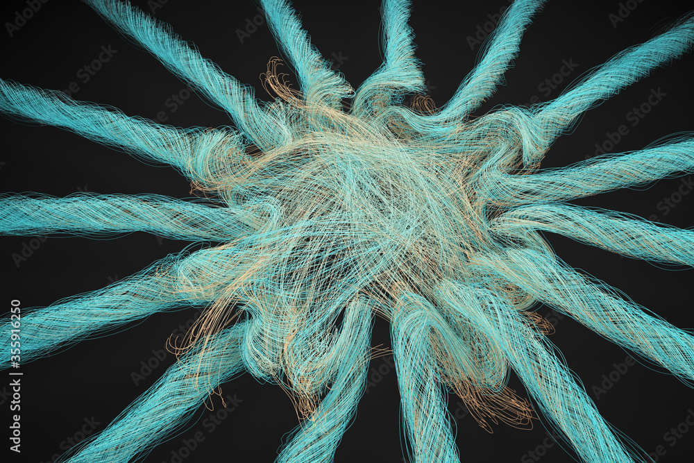 Poster curvy and twisted lines, abstract background, 3d rendering.
