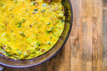 Omelet with eggs, zucchini and cheese