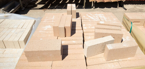 Solid clay bricks used for construction