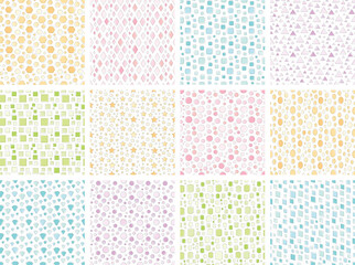 Seamless Geometric Shape Patterns (Pastel)