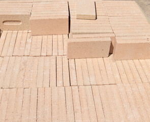 Solid clay bricks used for construction