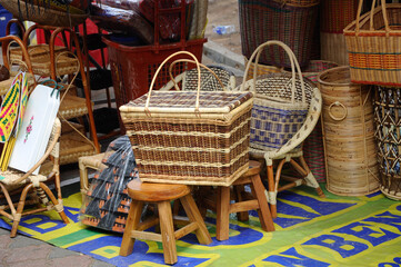 Malay traditional basket made of pandanus leaves and rattan