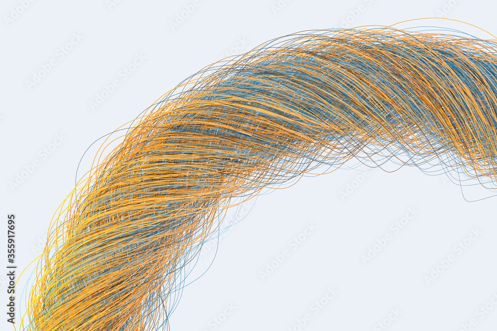 Poster curvy and twisted lines, abstract background, 3d rendering.