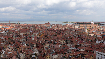 Fototapeta premium Elevated view of Venice and Basilica dei Santi Giovanni e Paolo seen from the Campanile di San Marco, Venice, Italy