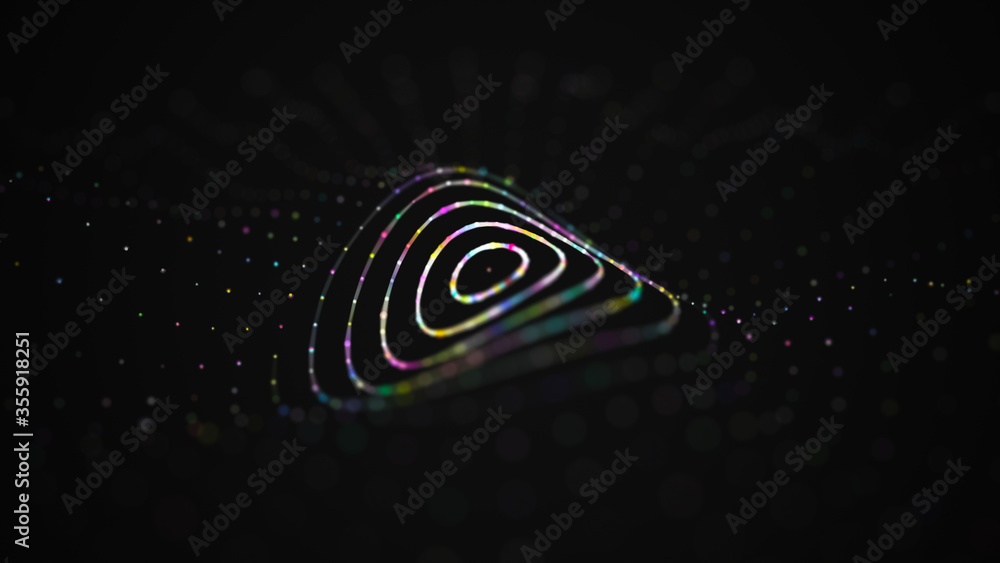 Poster sound wave. abstract current wave surface of ring circumferential lines. data technology illustratio