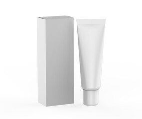 Glossy Cosmetic Tube With Ball Mock up on white background. 3d illustration