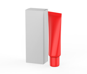 Glossy Cosmetic Tube With Ball Mock up on white background. 3d illustration