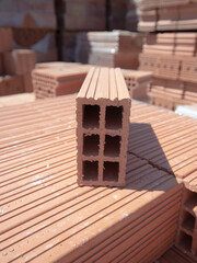 Fototapeta na wymiar Solid clay bricks used for construction