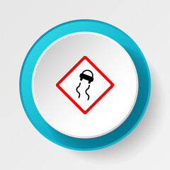 Round button for web icon, Traffic signs, slippery road. Vector icon