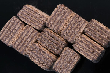 Small square pieces of sweet waffles