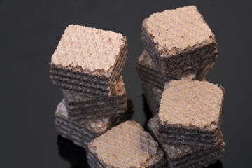 Small square pieces of sweet waffles