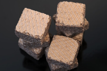 Small square pieces of sweet waffles