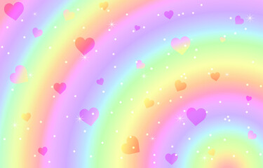 Rainbow Pastel love bokeh background. Soft blur light effect wallpaper. Abstract background bokeh blurred. Shiny bokeh light effect. Vector illustration.