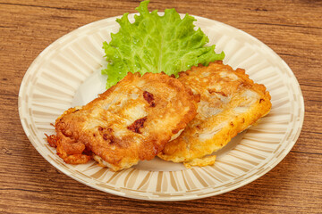 Roasted cod fish in bread