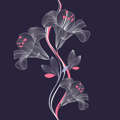 Seamless floral background with lilies flowers. Vector elements for wallpaper, wall decor, creativity, cards, invitations.