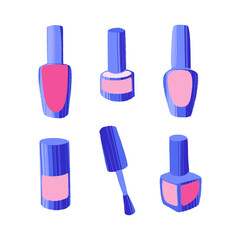 Hand drawn cosmetics set. Professional makeup nail polish.