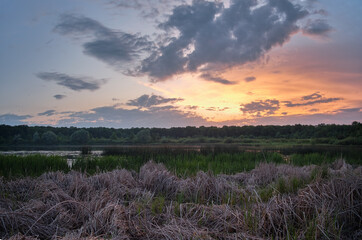 sunset over the lake
