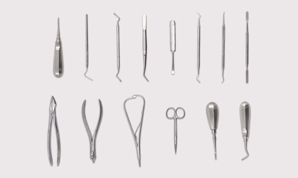 Dentist equipment on a white background