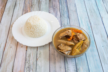 Plate of white rice sancocho