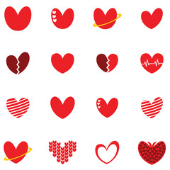 cute love heart set icon sign logo concept