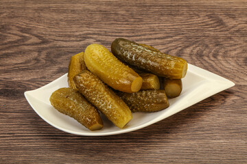 Pickled cucumbers in the plate