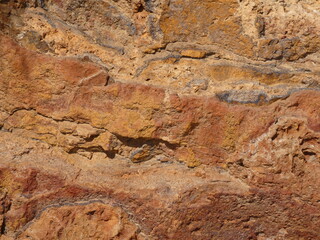 Close up of an ochre rock in Serra Gelada Natural Park (El Parc Natural de la Serra Gelada), El Albir, Costa Blanca, Spain 