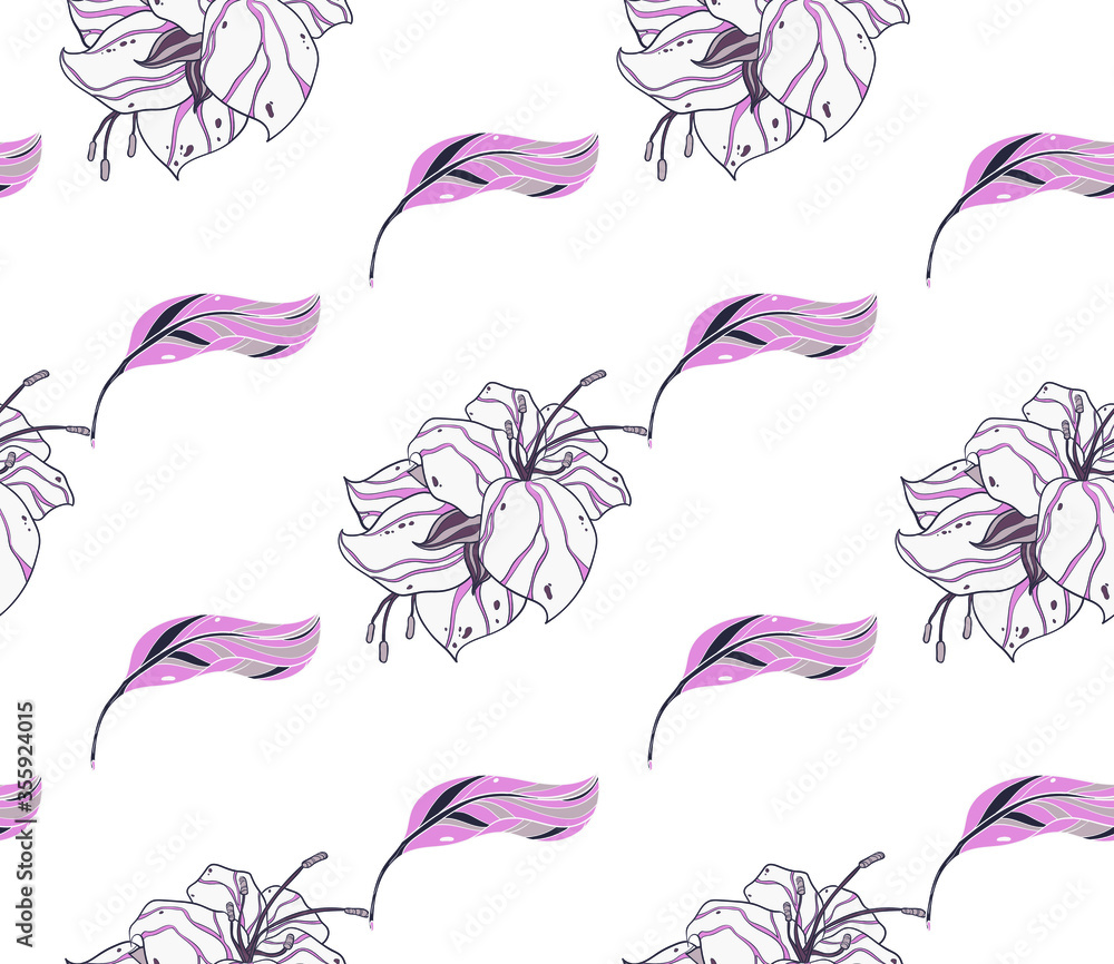 Poster image without seams. beautiful pattern on a summer theme. pattern consisting of flowers and herbs. b
