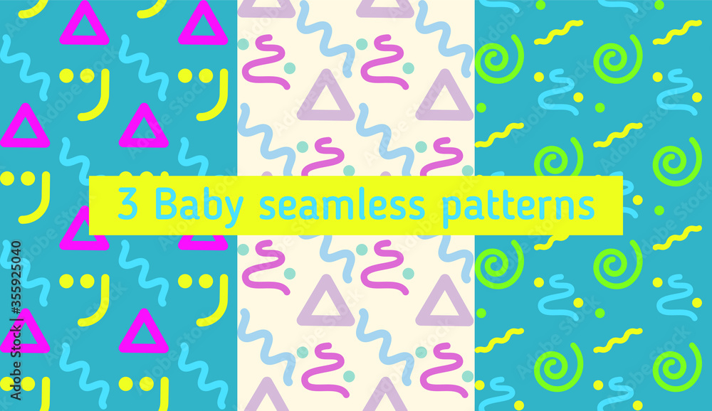 Poster Image without seams. Beautiful pattern on a summer theme. Pattern consisting of  doodle and square. Background image.
